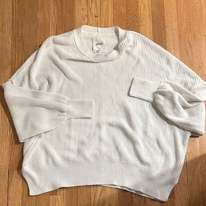 aerie Off-White Ribbed Crewneck Sweater